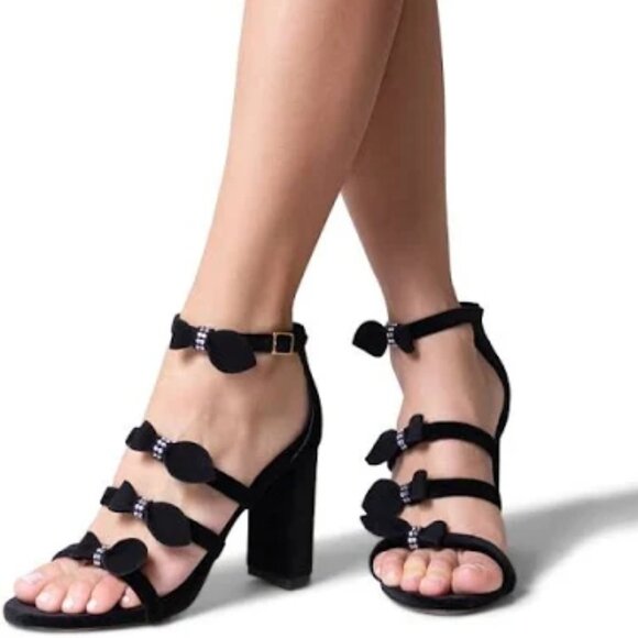 NEW MARION PARKE Made In Italy Suede Marguerite 85 Block Heel Sandals 1367mn - Picture 1 of 12